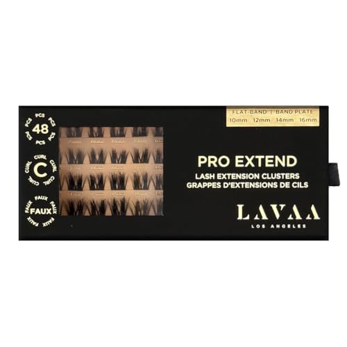 PRO Extend Lash System | 48 Lash Clusters in 4 lenghts: 10mm 12mm 14m 16mm | Flat-Band All-Day Comfort | DIY Lash Extensions (W1 | WISPY Bundle)