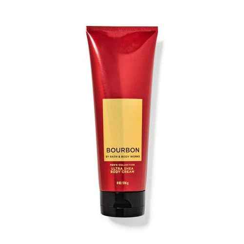 Bath & Body Works Bourbon - Ultra Shea Body Cream 8 oz, 2-in-1 Hair + Body Wash 10 oz & Deodorizing Body Spray 3.7 oz - Set
