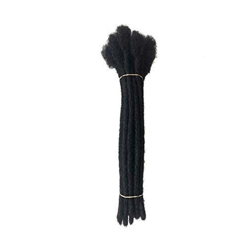 Human Hair Dreadlocks Extension Handmade Locs Small Size(diameter 0.4cm) 14inch 30 Strands/pack Natural Black #1B