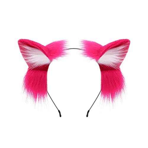 Handmade Fur Fox Wolf Cat Ears Headwear Fancy Dress Cosplay Animal Furry Ears Head Accessories for Halloween