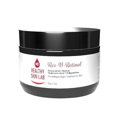 Healthy Skin Lab Res-V-Retinol Resveratrol Face Night Cream, Anti-Aging Neck & D?collet? Moisturizer With Retinol, Hyaluronic Acid, Polypeptides, Hydrates & Brightening, 1.7oz
