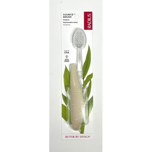 RADIUS Toothbrush Source Floss Brush BPA Free & ADA Accepted Improve Gum Health & Reduce Gum Issues - Medium - Assorted Colors - Pack of 6