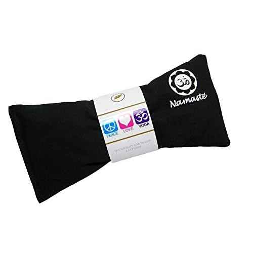 Lavender Eye Pillows - Yoga Eye Pillows Namaste Hot Cold Aromatherapy for Stress, Meditation, Spa, Relaxation Gifts - Made in USA Set of 4 - Black Cotton