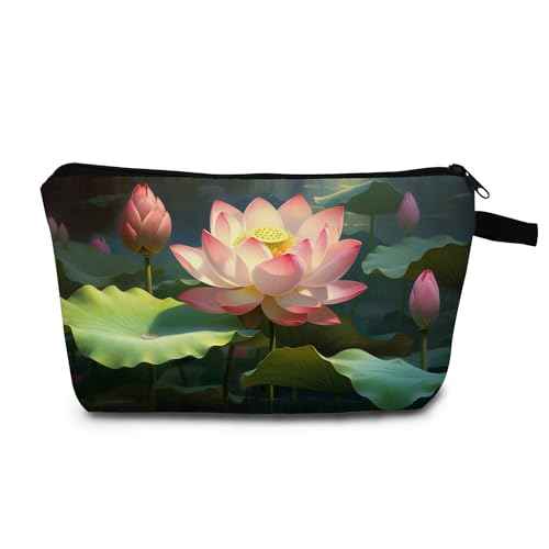 Lotus Flower Women Makeup Bag Cosmetics Storage Pouch Beach Travel Small Toiletry kit