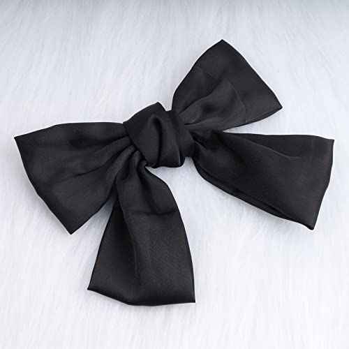 Andelaisi Vintage Hair Clip, Satin Bow Hair Barrettes, Hair Accessory, Headdress for Women and Girls, Black