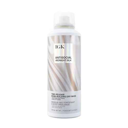 IGK Antisocial Midnight Silk Bond-Building Dry Hair Mask ? No-Rinse Leave-In Treatment with Vegan Silk Protein ? Limited Edition Design, 5 oz