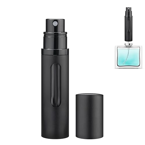 Refillable Perfume Atomizer Travel Bottle 5ml Leakproof Luxury Travel Perfume Refillable Bottle, Portable Perfume Atomizer (Black)