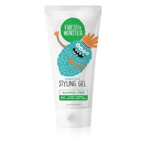 Fresh Monster Kids Hair Styling Gel, Medium Hold Alcohol-Free, Natural Hair Gel for Kids & Toddlers (6oz.)