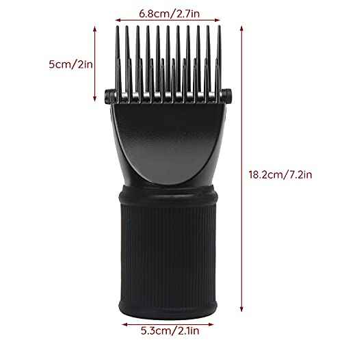 Segbeauty Blow Dryer Comb Attachment, Black Brush Attachments for Hair Dryer Concentrator Nozzle 1.69-1.76in and 2.12in, Pro Hairdressing Styling Salon Tool to Straighten Detangle Curly Natural Hair
