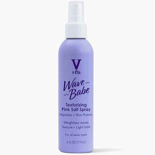 V&Co. Beauty Wave Babe Texturizing Pink Salt Spray ? Beach Wave Spray for Wavy Hair with Himalayan Pink Salt & Peptides ? Lightweight Texturizing & Volumizing Mist for Soft, Touchable Texture ? 6 oz