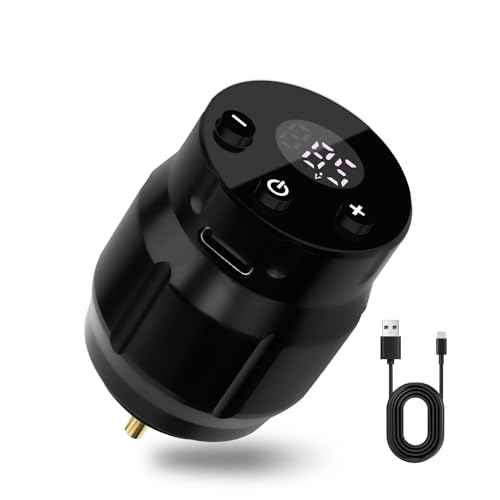 Dragoart MC-W1 Tattoo Battery Pack 1500mAh, 4-12v RCA Tattoo Battery for Tattoo Gun, Rechargeable USB LED Digital Screen, Tattoo Power Supply for Tattoo Machine Wireless Tattoo Pen, Black