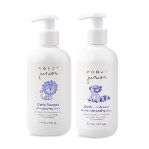 MONAT Junior¢â Gentle Shampoo and Conditioner Set ? Safe, Tear-Free, Anti-Frizz, All-Natural, Sulfate- & Paraben-Free Hair Care for Kids ? 414 ml. (14 fl. oz.)