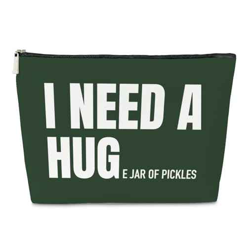 JioJio Chan Funny Pickle Gifts Makeup Bag for Women, I Need a Huge Jar of Pickles PU Leather Cosmetic Bag for Purse, Gifts for Lovers, Stuff & Makeup Pouch