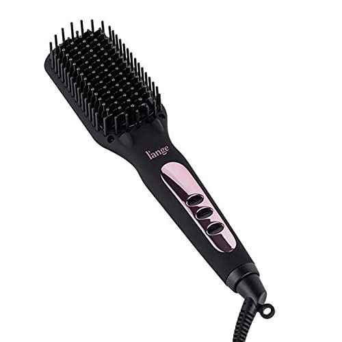 L'ANGE HAIR Le Vite Straightening Brush | Heated Hair Tool for Smoother, Frizz-Controlled Look | Dual-Voltage Hot Brush Straightener for Effortless Styling & Shine | Ceramic Standard Size (Black)