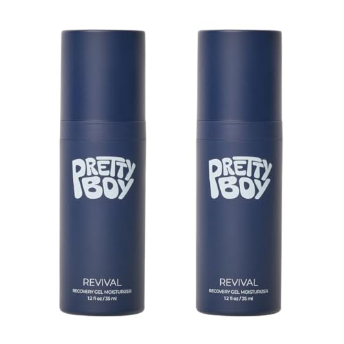 Prettyboy Face Revival Gel Moisturizer For Men - Hydrating Cream That Refreshes Dry Skin, Irritation, & Redness - Supports Anti Aging & Anti Wrinkle - Fragrance Free - 2 Count