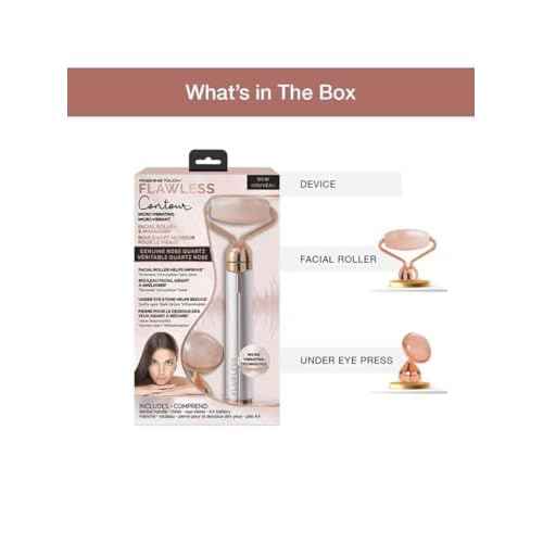 Finishing Touch Flawless Contour Vibrating Facial Roller & Massager, Rose Quartz