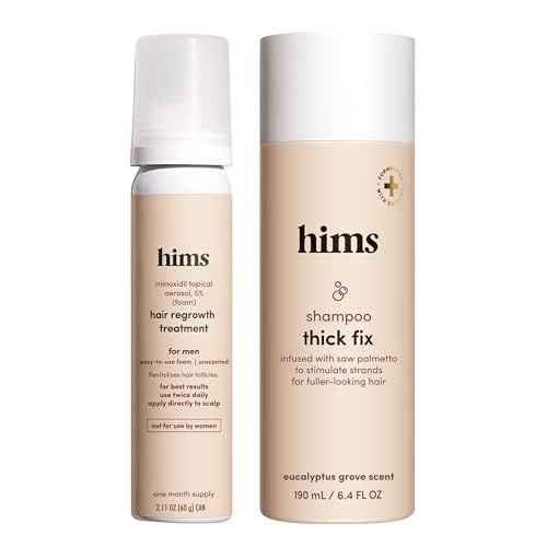 hims Thick Fix Hair Thickening Shampoo & 5% Minoxidil Treatment Foam Set - Hair Loss Treatment for Men - Moisturizing, Color Safe Shampoo & Foam - 2 Count