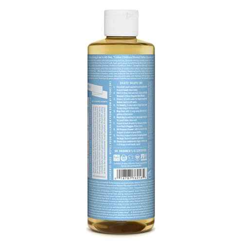 Dr. Bronner¡¯s - Pure-Castile Liquid Soap (Baby Unscented, 16 Ounce) - Made with Organic Oils, 18-in-1 Uses: Face, Hair, Laundry & Dishes For Sensitive Skin & Babies, No Added Fragrance, Vegan, Non-GMO