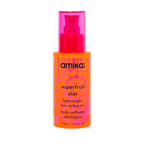 amika superfruit star lightweight hair styling + heat defense oil | heat protection, strengthen + reduce breakage, smooth frizz, add glossy shine | for all hair types