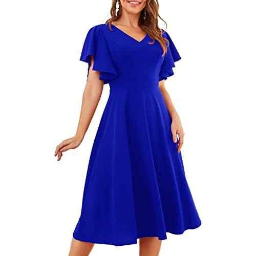Bridesmay Women's Formal Cocktail Wedding Guest Dress for Women 2025 Short Sleeve Fit and Flare Tea Party Dresses