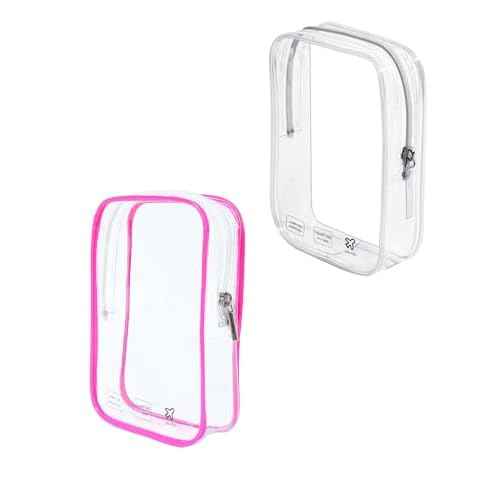 Packing Cubes Quart Size Travel Bag Tsa Approved Clear Toiletry Bag Small European International Must Haves Long Flight Airplane Essentials (2, Pink, Clear)