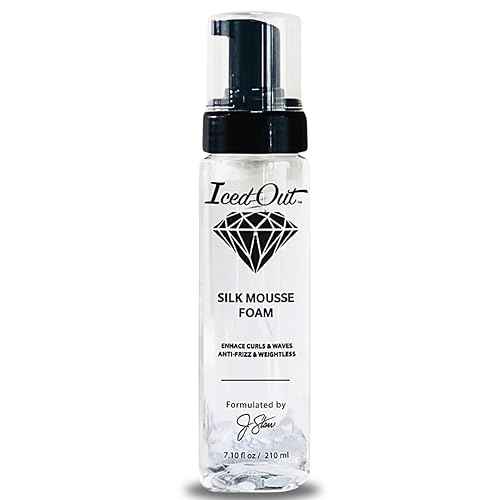 Iced Out Silk Mousse Foam | Volumizing & Curl Enhancing Hair Mousse for Men & Women ? Frizz Control, Adds Shine, Long-Lasting Shape & Hold | 7.10 fl oz
