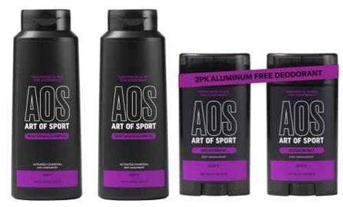 Art of Sport Men’s 2-in-1 Body Wash and Shampoo with Charcoal Activated + Deodorant, Sandalwood- Defy