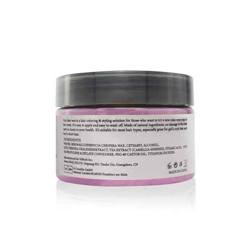 VOLLUCK Temporary Hair Wax Natural Instant Hair Color Wax Pomades 4.23 oz, Dosposable Hair Styling Clay for Party, Festival, Halloween, Christmas, Light Pink
