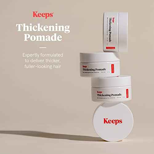 Keeps Matte Thickening Pomade for Men - Natural Ingredients for Fuller Hair: Biotin, Caffeine, Green Tea & Saw Palmetto - All-Day Medium Hold for All Styles