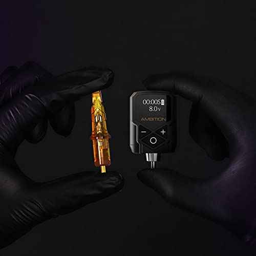 Tattoo Power Supply - Ambition Kuark Mini Wireless Portable RCA Tattoo 1800mAh Lithium Battery Pack with LED Digital Display for Rotary Tattoo Machine