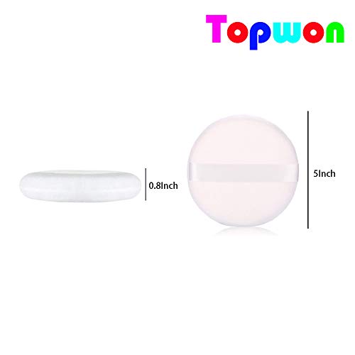 Topwon 5'' Powder Puff for Body Baby - Extra Large Jumbo Size, Use for Dusting Powder or Blending & Setting Makeup Foundation (4 Pieces)