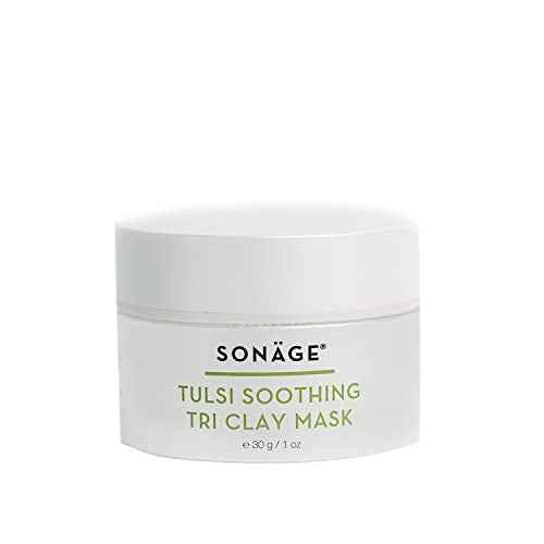 SONAGE Tulsi Soothing Tri Clay Mask | For Acne-Prone Skin | Mineral Rich Clay Mask Unclogs and Purifies Pores | Neem Oil and Turmeric