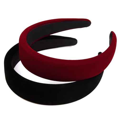 Black Velvet Headband for Women - Non Slip Thick 1.3 Inches Wide Headband for Women's Hair Fashion Accessory