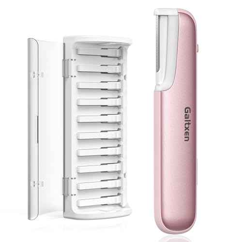 Dermaplaning Tool for Women Pink - Facial Exfoliation & Peach Fuzz Hair Removal with Rechargeable Sonic Edge Technology, 10 Refill Blades