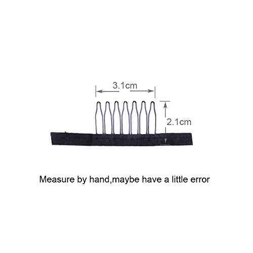 24 Pieces Steel Cloth Wig Combs and Clips Set - 7-Teeth Hair Accessories Tools for Making Wigs and Hairpieces (Black)