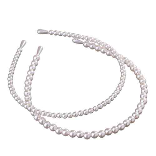 2 Pack Pearl Headbands for Women ? Simple Design Hair Accessories for Wedding, Party, Bridal, Birthday Gift