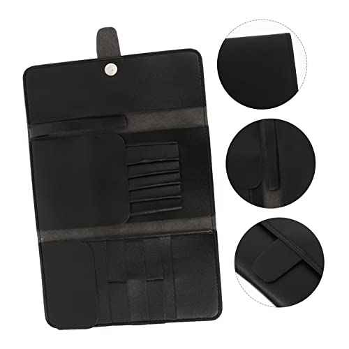 Angoily Shear Holder, 2PCS Roll up Hairdressing Scissors Barber Bag Tool Pouch Toolbox Leather Kit Hair Scissor Container Beauty, Black Barber Kit Shear Case, 26x14.5cm