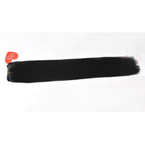 TRESSMATCH 16¡±-18" Remy Human Hair Clip in Extensions Thick to Ends Off Black (1b) 9 Pieces Full Head Volume Set Thick to Ends [4.3oz/123grams] ¡¦