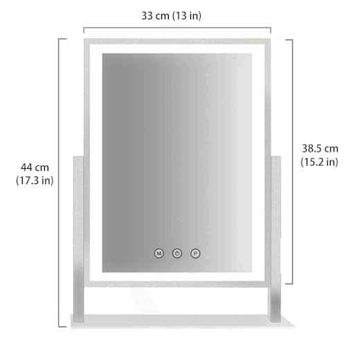 HIEEY Lighted Makeup Mirror, Hollywood Vanity Mirror with Lights, Three Color Lighting Modes, and 5X Magnification Mirror, Smart Touch Control, 360¡ÆRotation (17.3in,White,Gift Box)