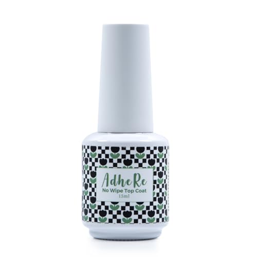 ADHERE Top Coat- 15ML No Wipe Top Coat Gel Nail Polish,Clear Color Gel Shine Finish and Long Lasting, Soak Off Nail Lamp,for Home DIY and Nail Salon