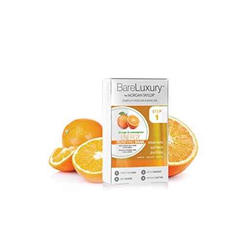 Morgan Taylor BareLuxury 4-Step Complete Pedicure & Manicure Packs - Complete Nail Care Kit with Soak, Masque, Scrub & Massage Butter, Professional Spa-Quality Treatments (Energy Orange & Lemongrass)
