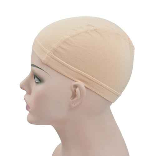 2 Pcs Wig Caps Bamboo Fiber Wig Cap Elastic Breathable Wigs Grip Cap Wig Liner Cap (Beige)