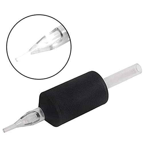 Tatmax 20PCS 1 Inch 25MM Tattoo Disposable Tubes Tips Black Silicone Clear Tips Round, Diamond, Flat Tubes (3 Round Tubes)
