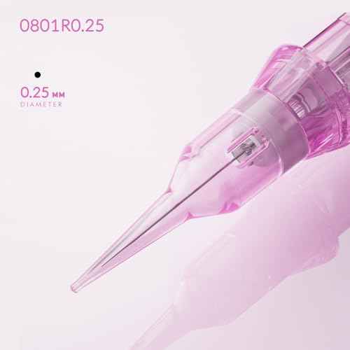 BIOMASER PINKY Pro Tattoo Cartridge Needles, 1RL 0.25mm Round Liner, 20 count Professional Disposable Single Needle Cartridges with Membrane for Tattooing Permanent Eyebwow,lip,Hair Scalp(0801RL)