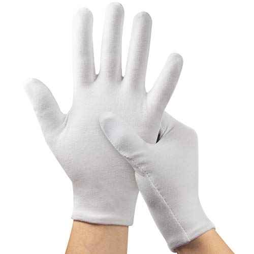 5Pairs (10Pcs) Moisturizing Gloves Overnight for Men and Women, Washable SPA White Cotton Gloves for Dry Hands Eczema Work Inspection Service Performance