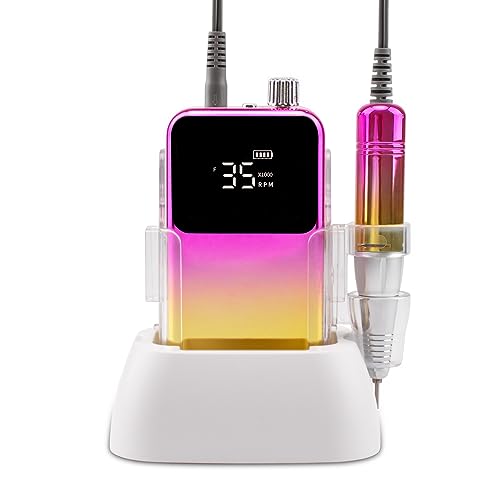 Nail Drill Machine - Finger and Toe Nail Care - Manicure and Pedicure Set -GLHDDL Portable Professional Nail Drill - with Drill Kit - for Nail Salon Home (Pink, Coreless Motors)