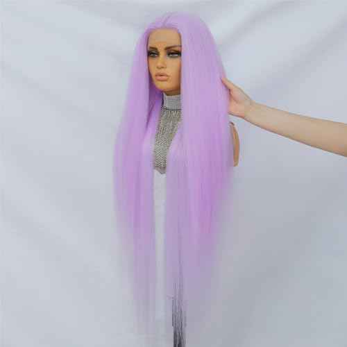Felek 40 Inch Purple Straight 13x6 Lace Front Wigs Super Long Synthetic Pre-plucked Lace Wigs Wear and Go Glueless HD Lace Frontal Wig For Fashion Women/Girls (13x6 Lace Purple)