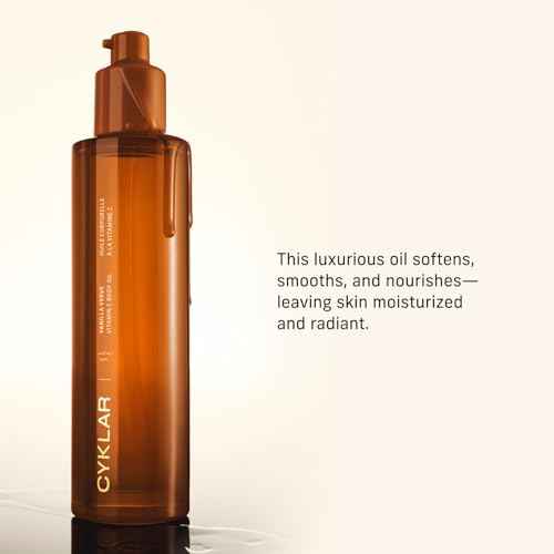CYKLAR Vitamin C Body Oil for Women and Men. Moisturizing Vanilla Verve Scented Body Serum for Glowing Skin. Nourishing, Hydrating After-Shower and Bath Skin Care Moisturizer, 4.2 Fl Oz