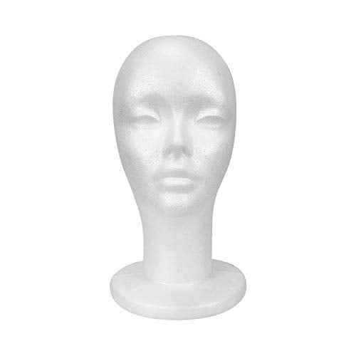 STUDIO LIMITED 11.4-Inch Styrofoam Mannequin Head (1 Pack) - White Foam Wig Stand for Wigs, Hats, Masks, Hairpieces, Arts, Crafts, DIY Projects, Salon Display, and Travel Use
