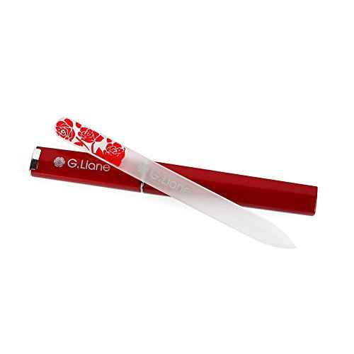 Premium Glass Nail File with Case Professional Crystal Fingernail Files Perfect Manicure Set for Women Men Kids Nail Care Gift Set(Rose Red)